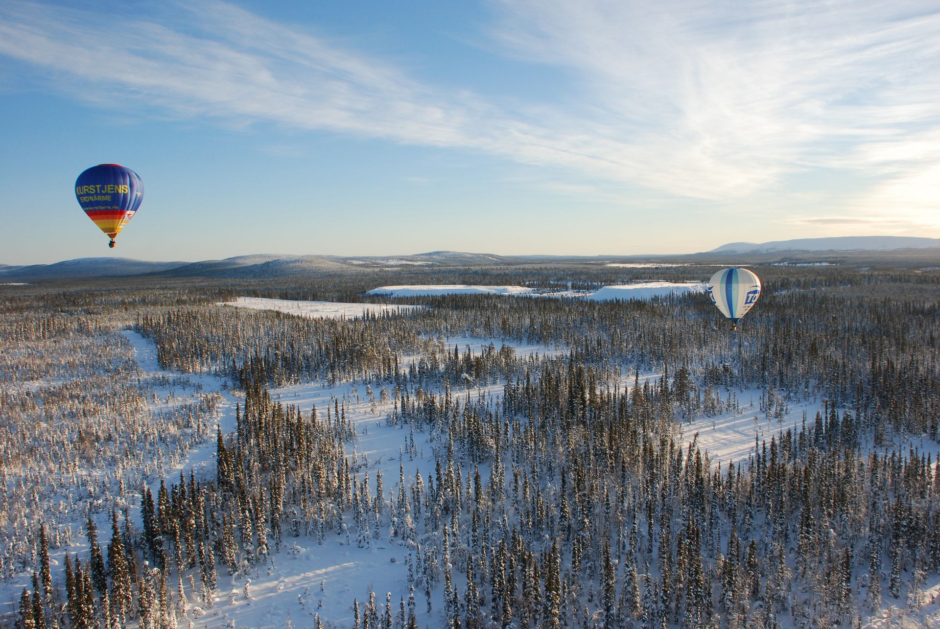 Luchtballonvaart in Lapland